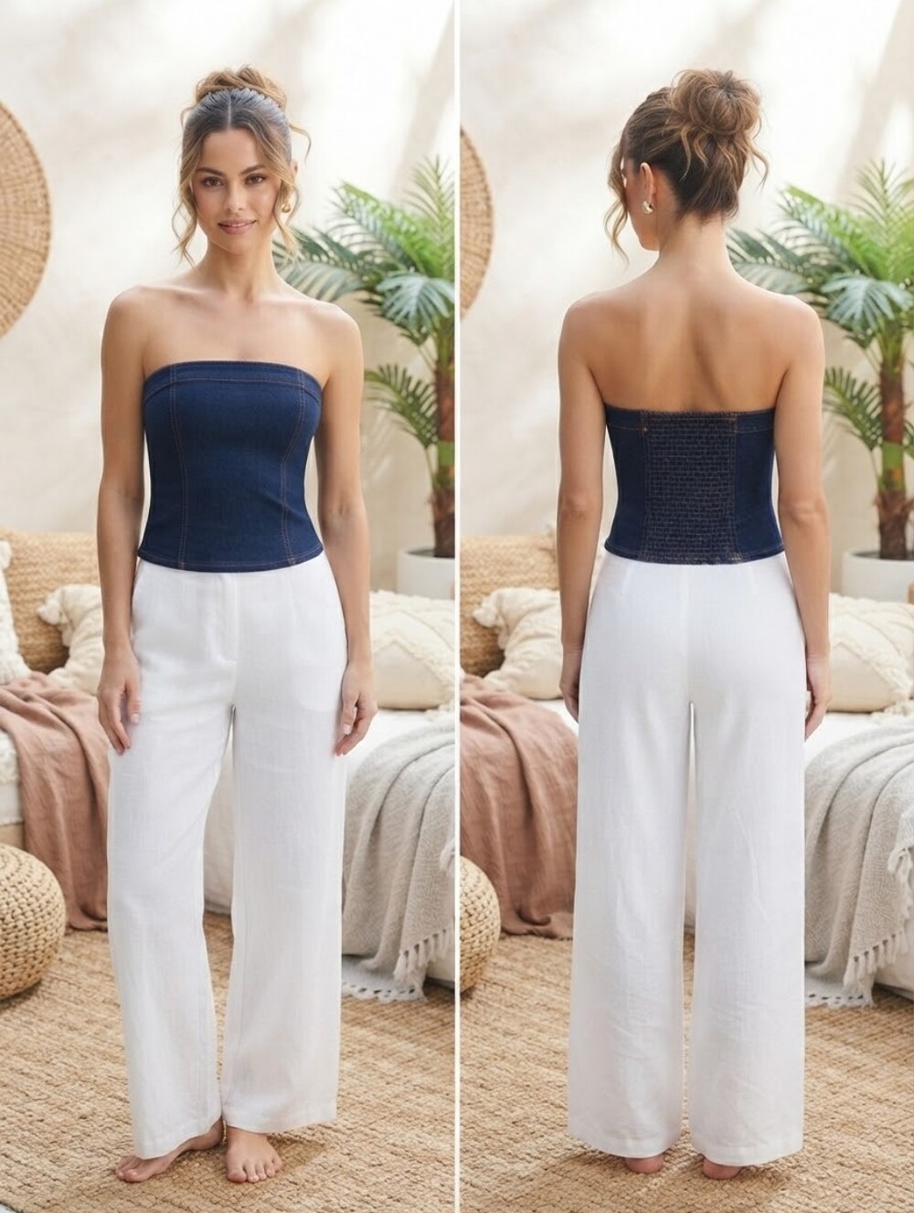 Vigoss Dark Blue Denim Jeans Tube Top